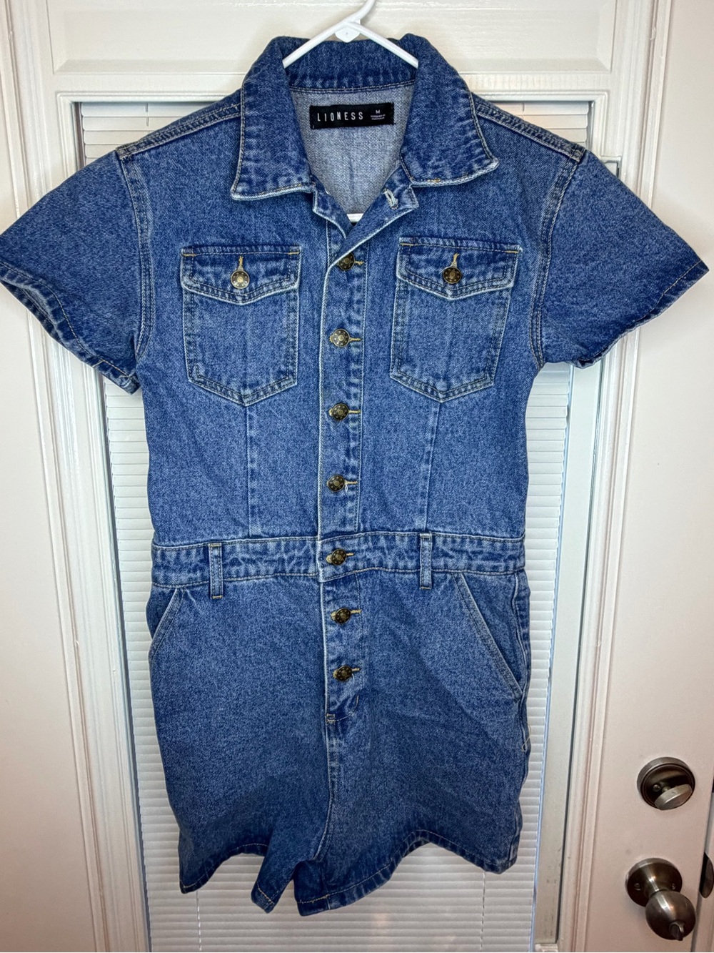 Lioness Blue Denim Jumpsuit with Button Front Women’s Medium